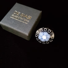 Load image into Gallery viewer, Round - Black, Blue & White Murrine (Item# It1000130)