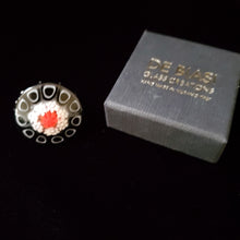 Load image into Gallery viewer, Round - Black, White & Red Murrine (Item# It1000128)