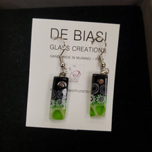 Load image into Gallery viewer, Green and Black with White Murrine, Silver Color Backs