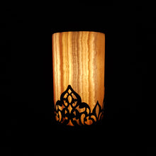 Load image into Gallery viewer, Alabaster Cylinder with Arabian base Table Lamp (item# E2000027)