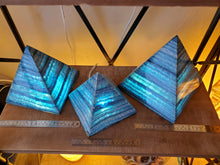 Load image into Gallery viewer, Blue Pyramid Alabaster Lamps (set 2)