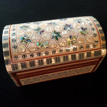 Load image into Gallery viewer, Medium Dome Top Wooden Mother of Pearl inlaid Jewelry / Trinket Box (item# E1000091)
