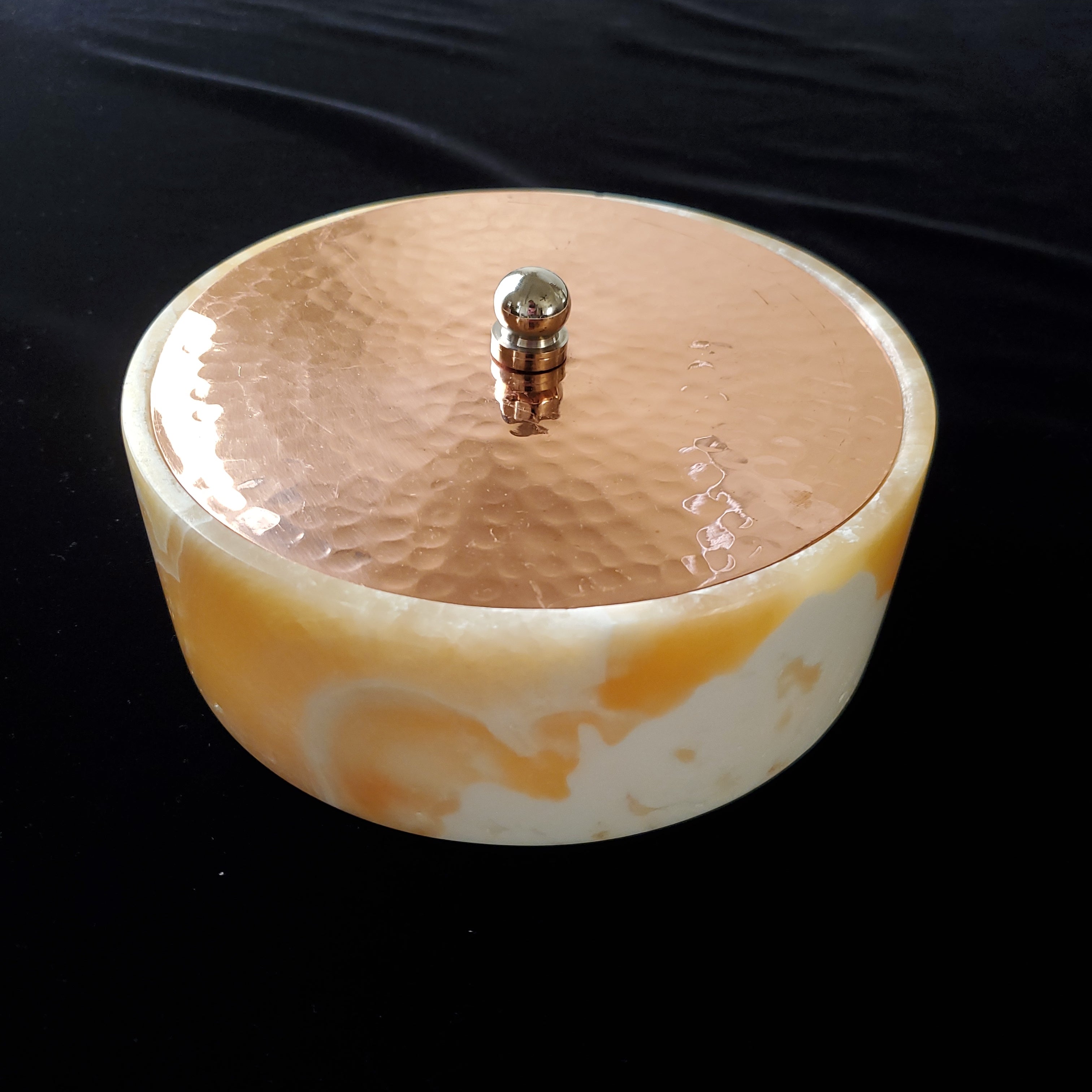 Alabaster Candy Dish / yellow copper cheapest lid