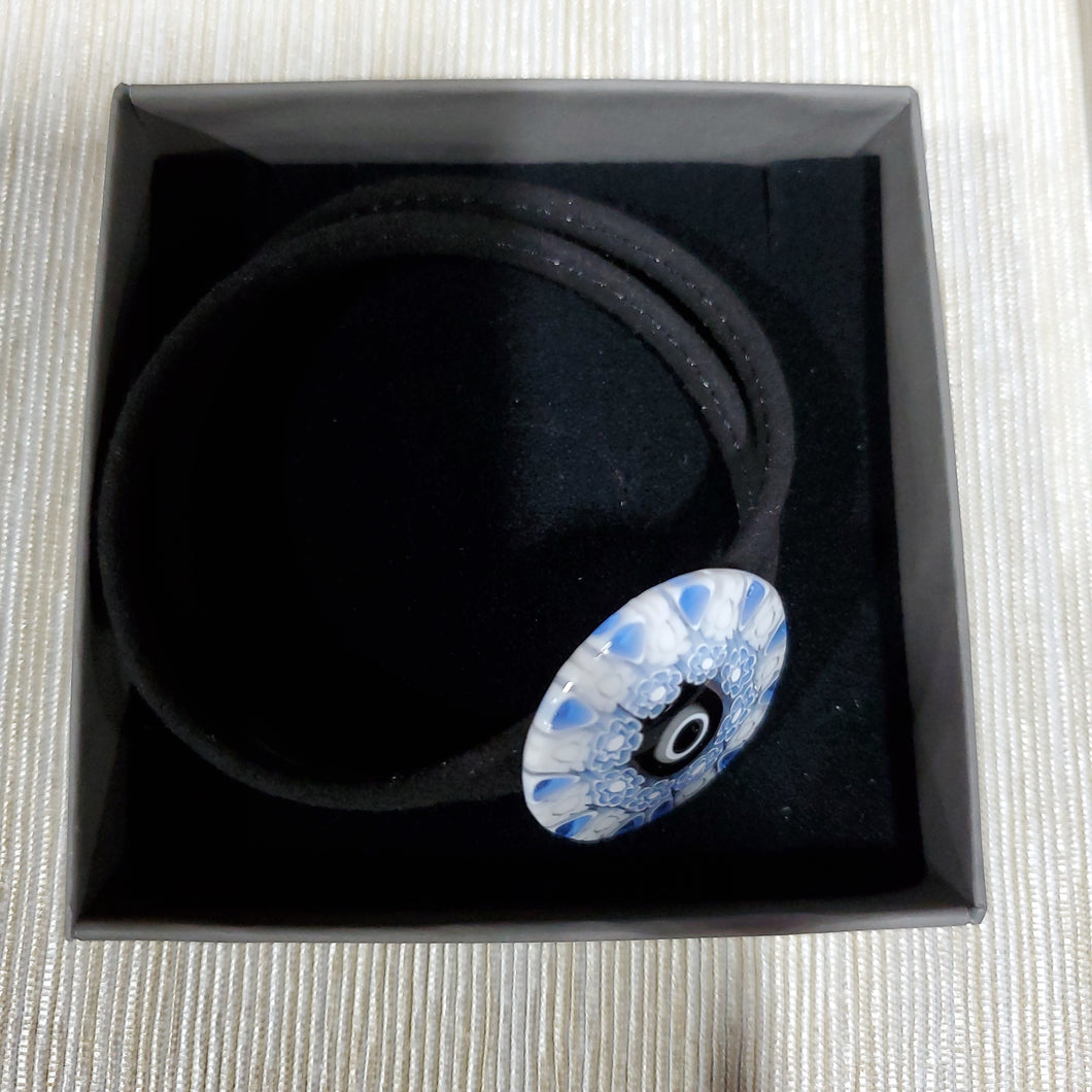 Round - White and Blue Murrine (Item# It1000071)