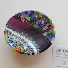 Load image into Gallery viewer, Small 9cm Plate - Purple with multi-color Murrine (Item# It1000065)
