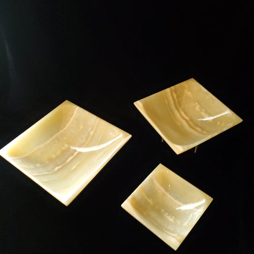 (Item# E1000071) (Item# E1000072) (Item# E1000073) Natural Alabaster Square Bowl Set 1