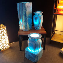 Load image into Gallery viewer, Blue &quot;In the Making&quot; Alabaster Table Lamps (set #2)
