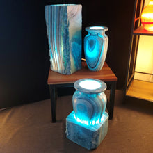 Load image into Gallery viewer, Blue &quot;In the Making&quot; Alabaster Table Lamps (set #2)
